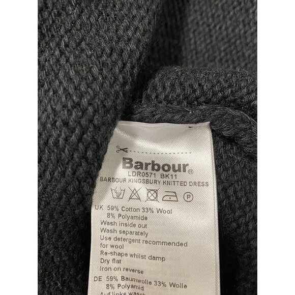 Barbour Sz 4 Sweater Dress Kingsbury Knit Black Reindeer Midi Classic Cozy New - Picture 12 of 12